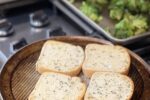 gluten free Texas toast broccoli and steak on stove top
