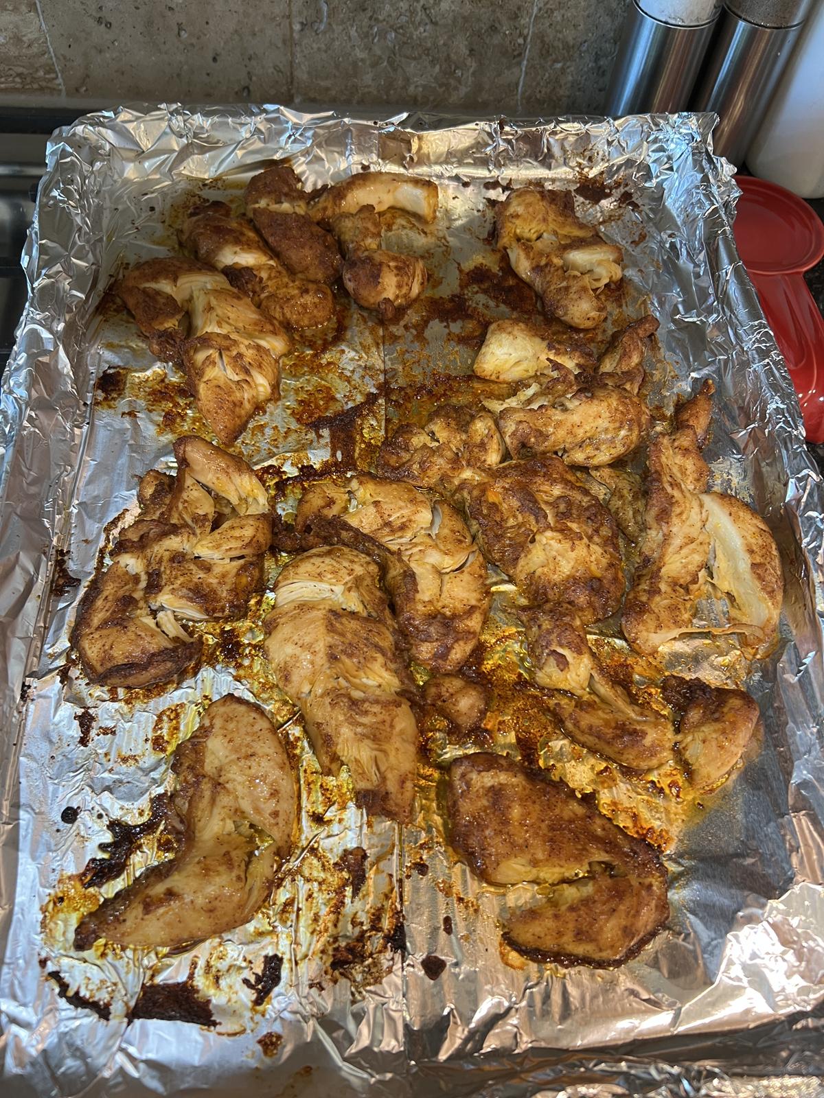 fajita chick on foil line baking sheet