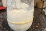 gluten free sourdough starter in jar on counter