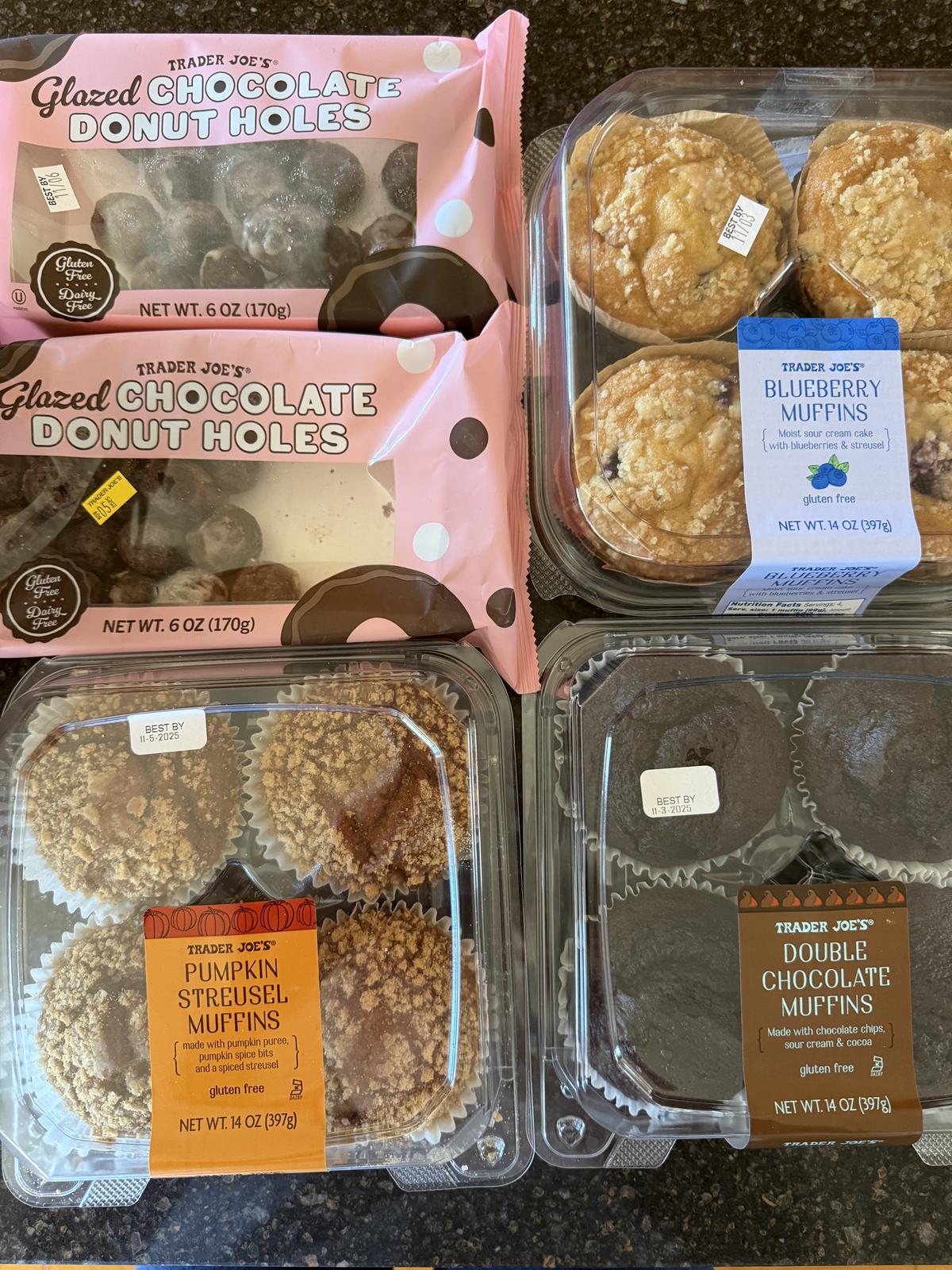 trader joes gluten free muffins and donut holes