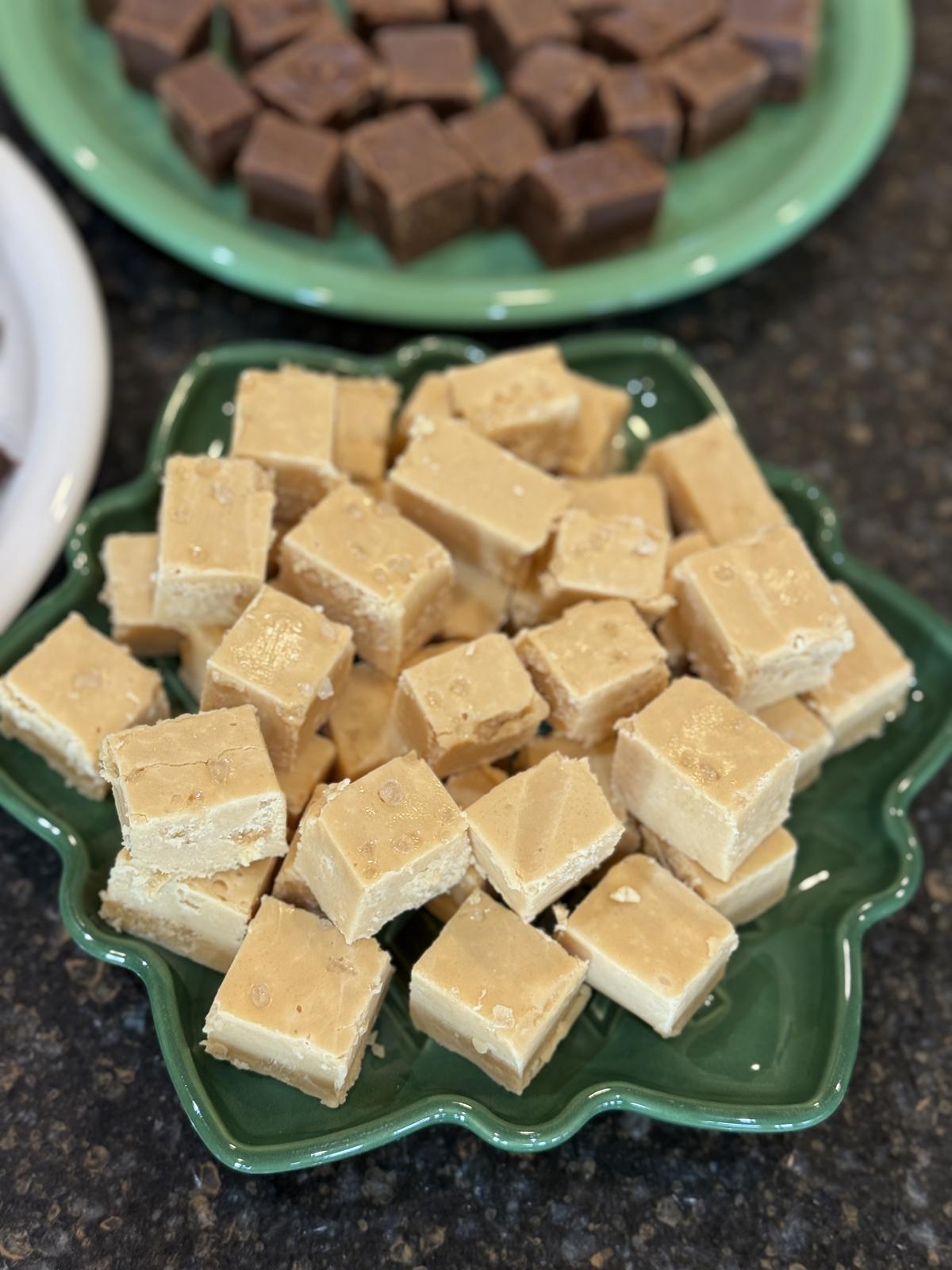 Salted Caramel Fudge 2025 on green plate