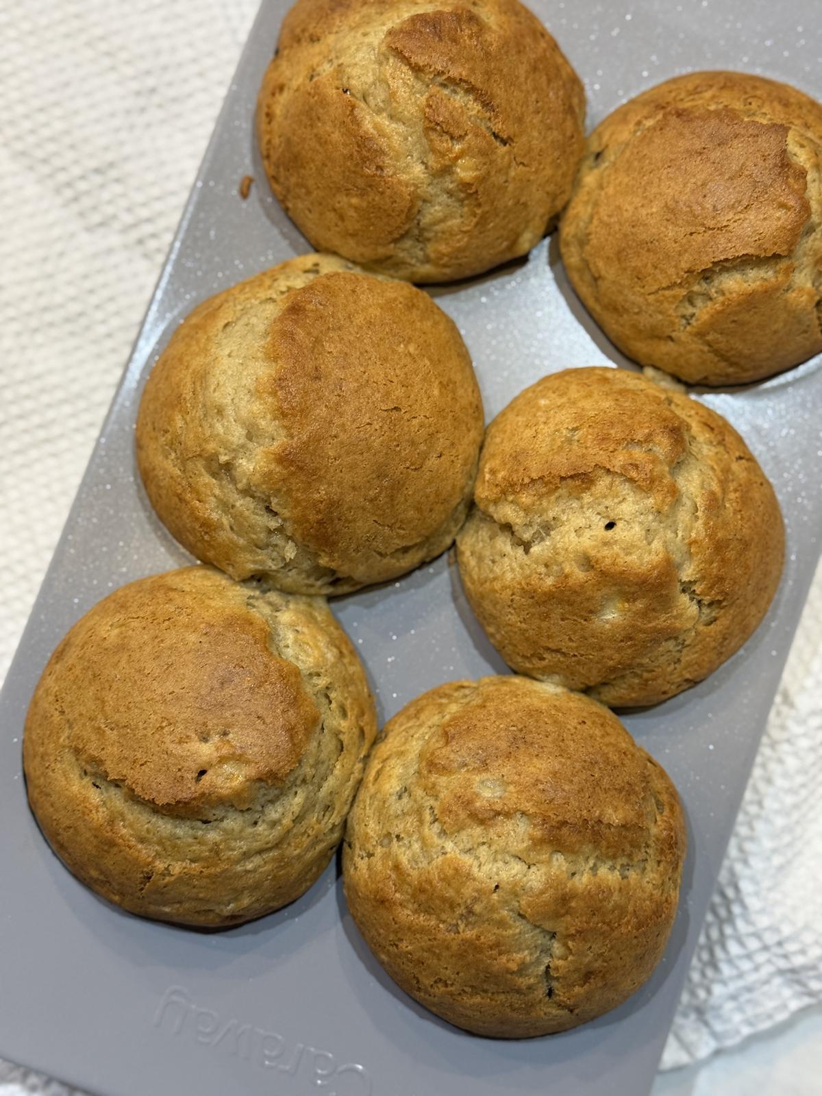 gluten free banana muffins baked in 6 cup muffin pan