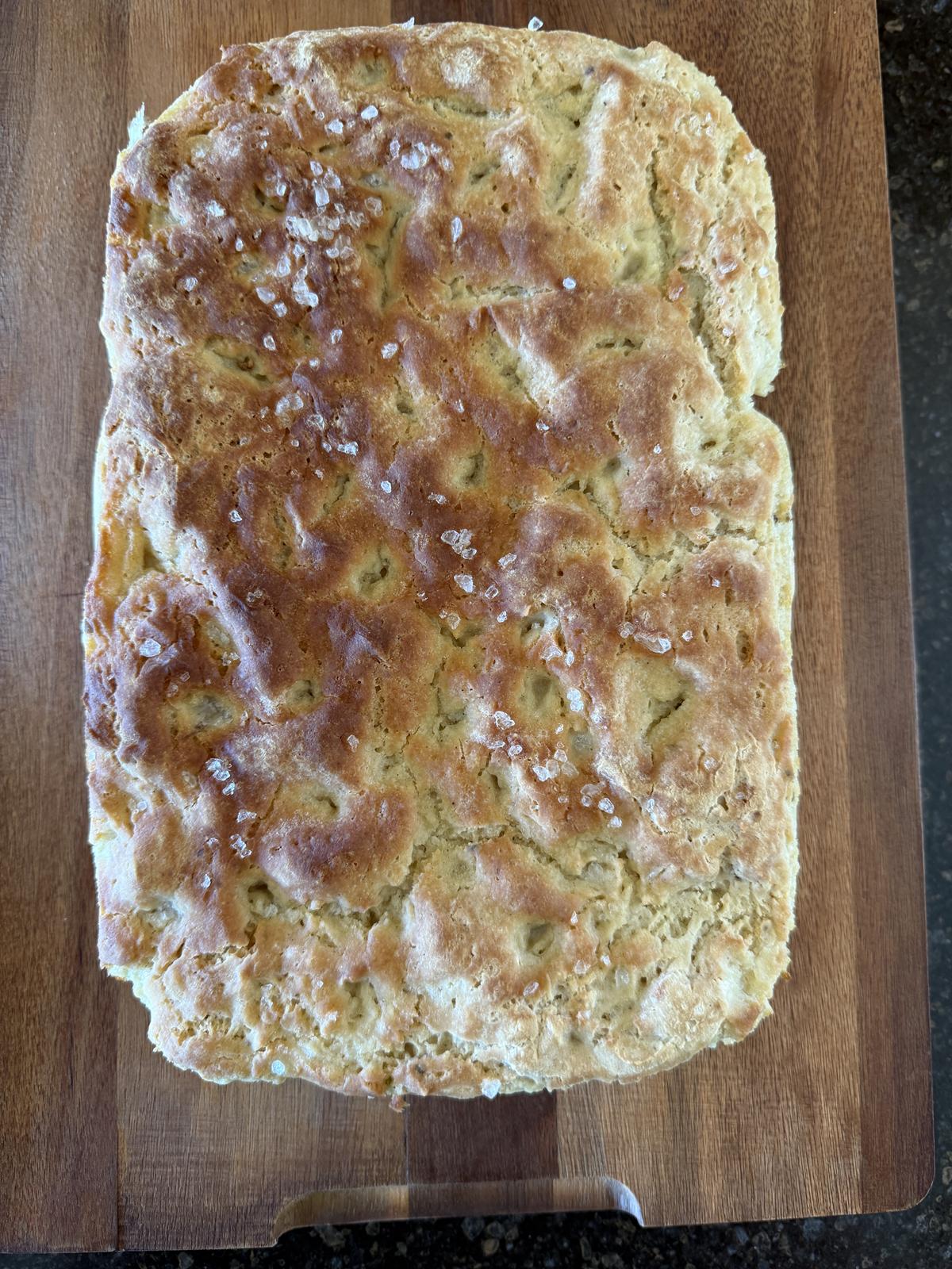 Gluten Free Sourdough Focaccia on cutting board