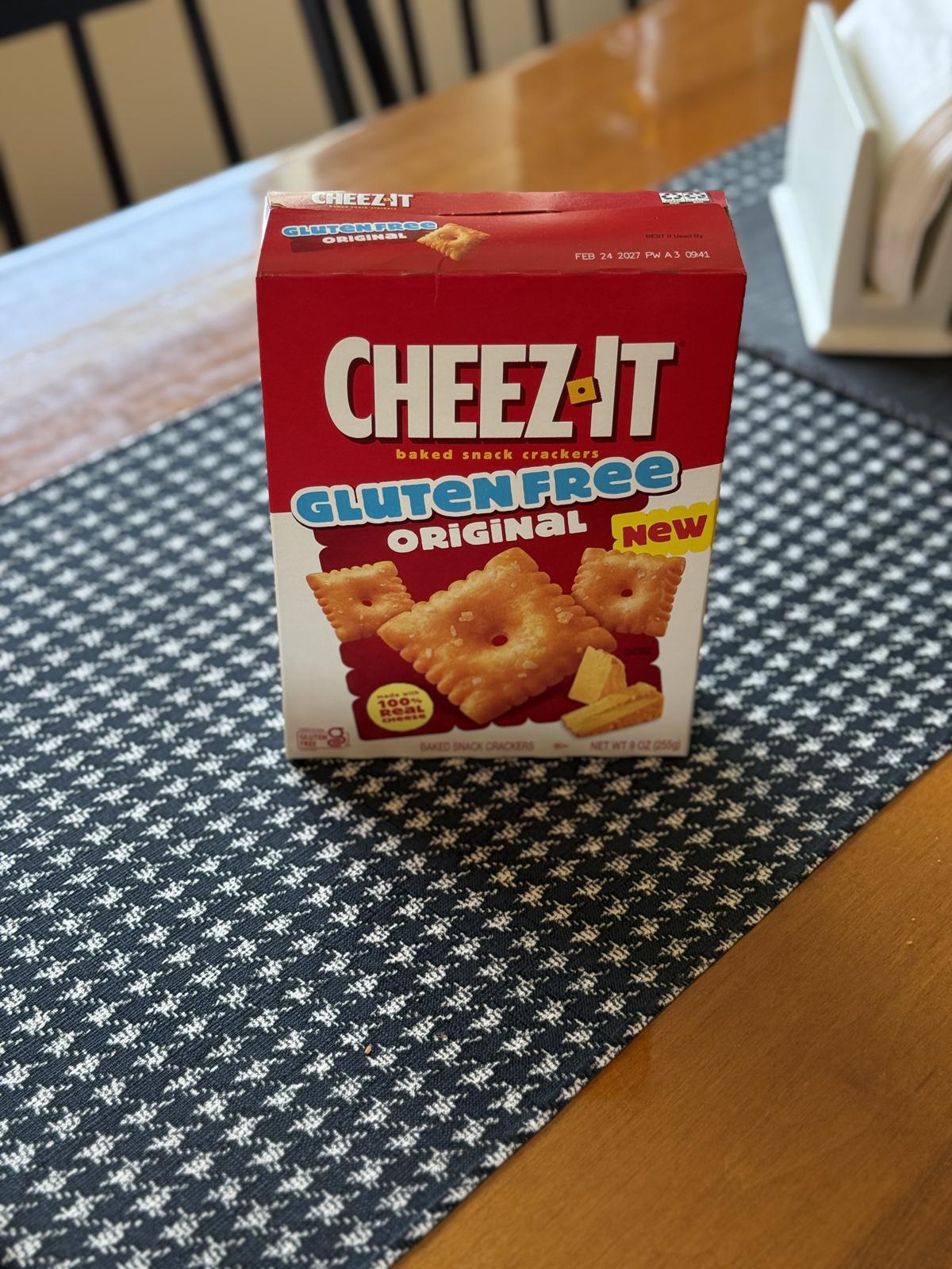 box of Gluten Free Cheez Its on table