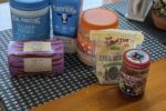 ingredients for peanut butter and jelly chia seed pudding on table