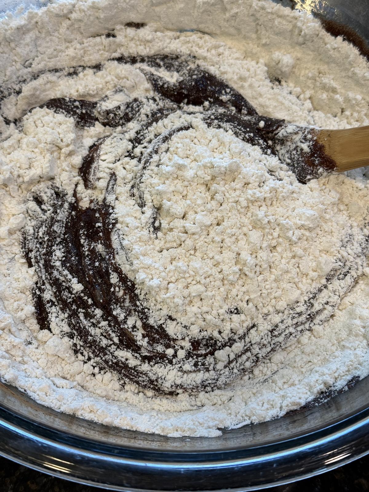 gluten free brownie batter made with gluten free self rising flour